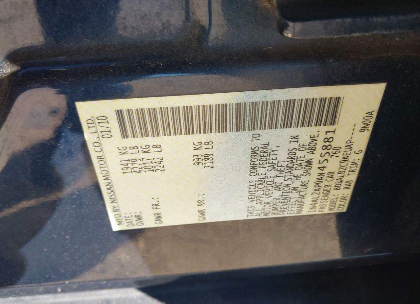 Photo 9 of 2010 Nissan Altima 2.5 S (VIN 1N4AL2AP0AN455881)