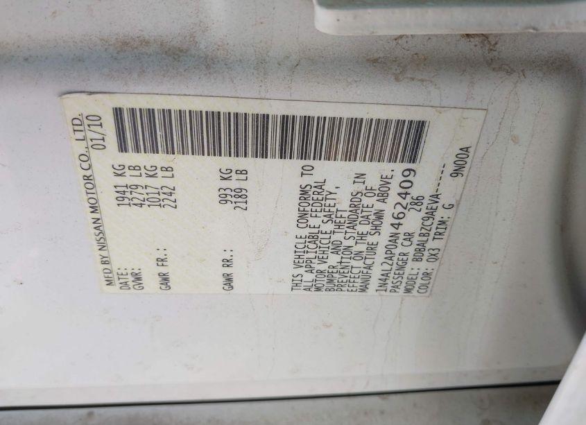 Photo 9 of 2010 Nissan Altima 2.5 S (VIN 1N4AL2AP0AN462409)