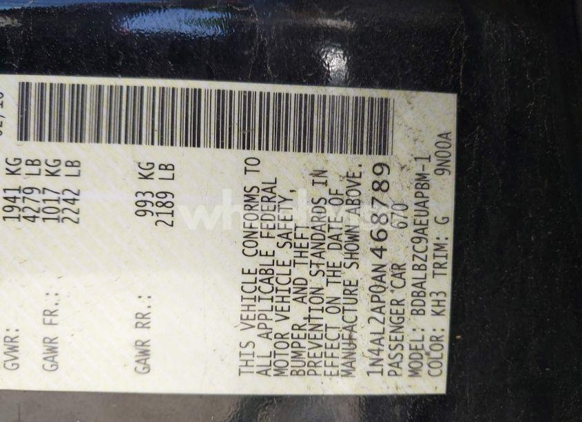 Photo 9 of 2010 Nissan Altima 2.5 S (VIN 1N4AL2AP0AN468789)