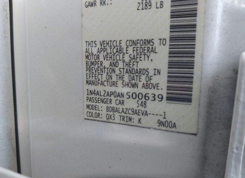 Photo 9 of 2010 Nissan Altima 2.5 (VIN 1N4AL2AP0AN500639)