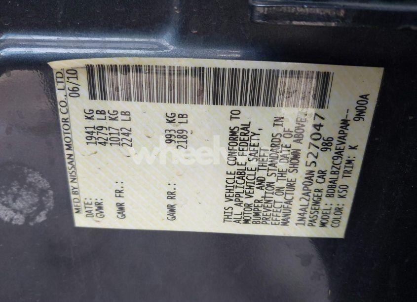 Photo 9 of 2010 Nissan Altima 2.5 S (VIN 1N4AL2AP0AN527047)