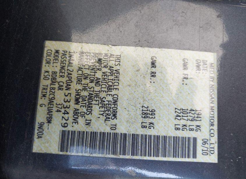 Photo 9 of 2010 Nissan Altima 2.5 S (VIN 1N4AL2AP0AN533429)