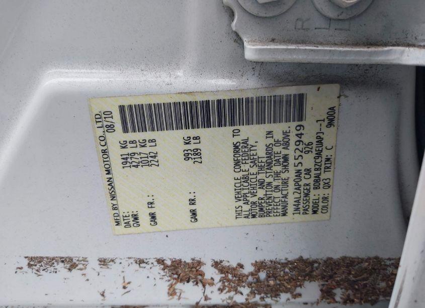 Photo 9 of 2010 Nissan Altima 2.5 S (VIN 1N4AL2AP0AN552949)