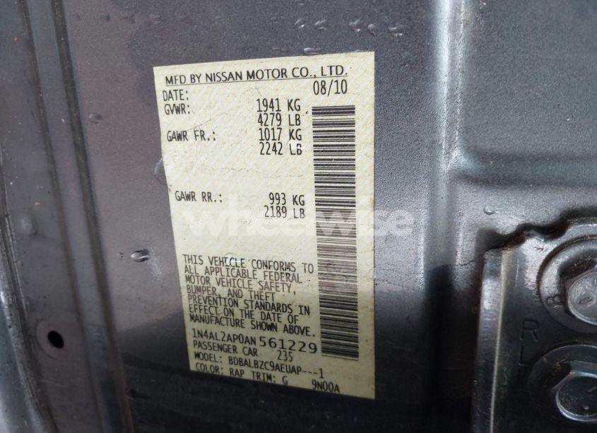 Photo 9 of 2010 Nissan Altima 2.5 S (VIN 1N4AL2AP0AN561229)