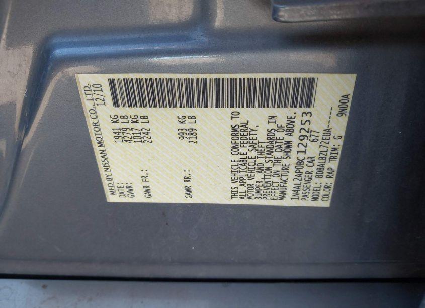 Photo 9 of 2011 Nissan Altima 2.5 S (VIN 1N4AL2AP0BC129253)