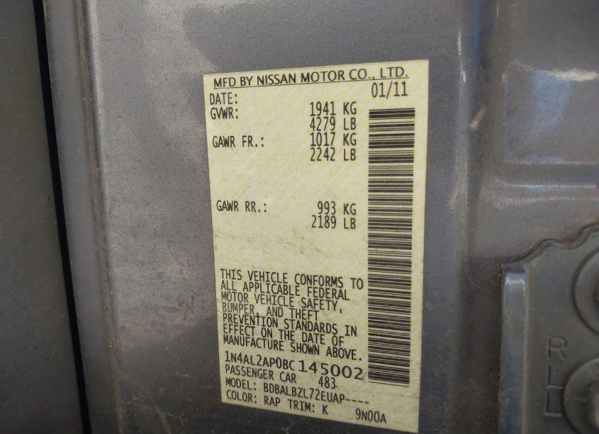 Photo 9 of 2011 Nissan Altima 2.5 S (VIN 1N4AL2AP0BC145002)