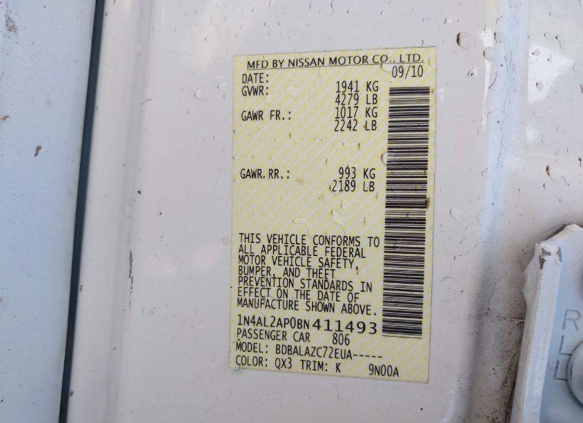 Photo 9 of 2011 Nissan Altima 2.5 (VIN 1N4AL2AP0BN411493)