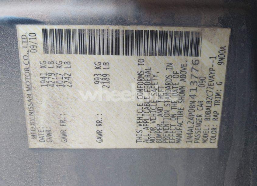 Photo 9 of 2011 Nissan Altima 2.5 S (VIN 1N4AL2AP0BN413776)