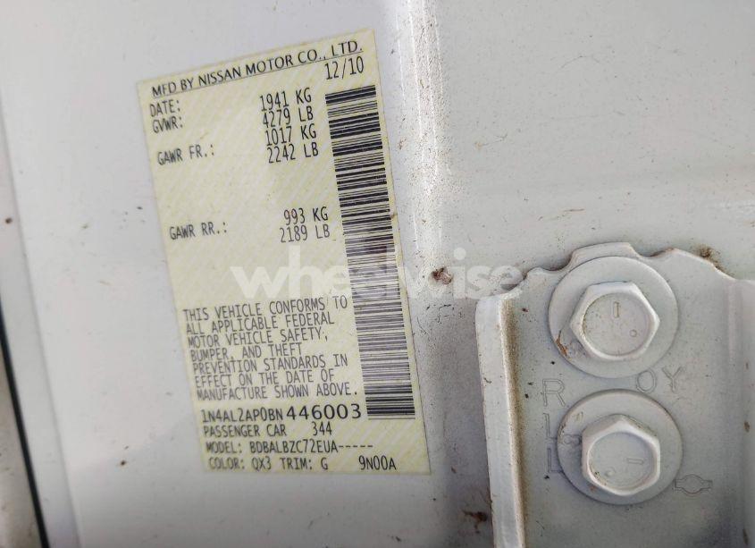 Photo 9 of 2011 Nissan Altima 2.5 S (VIN 1N4AL2AP0BN446003)