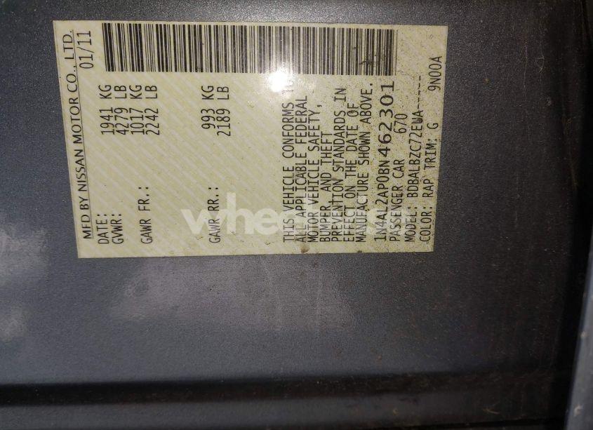 Photo 9 of 2011 Nissan Altima 2.5 S (VIN 1N4AL2AP0BN462301)