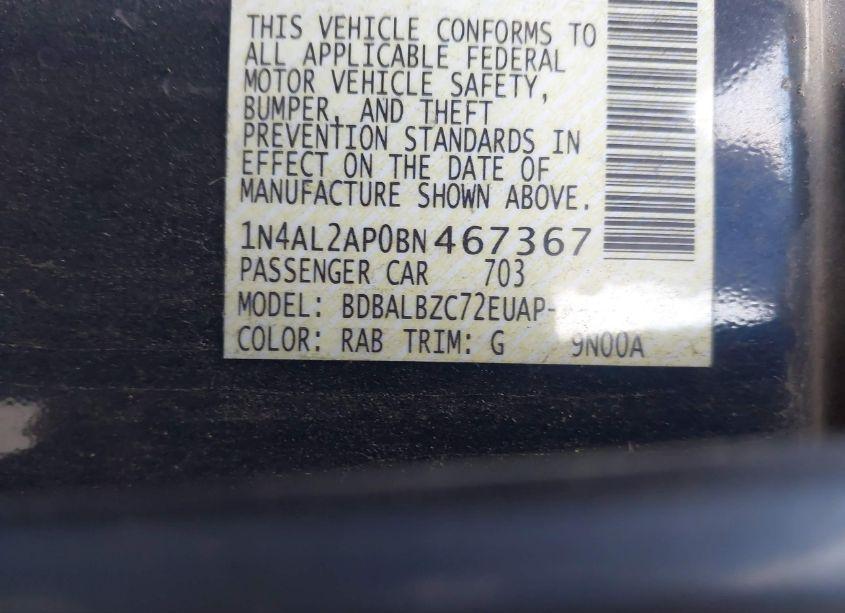 Photo 9 of 2011 Nissan Altima 2.5 S (VIN 1N4AL2AP0BN467367)