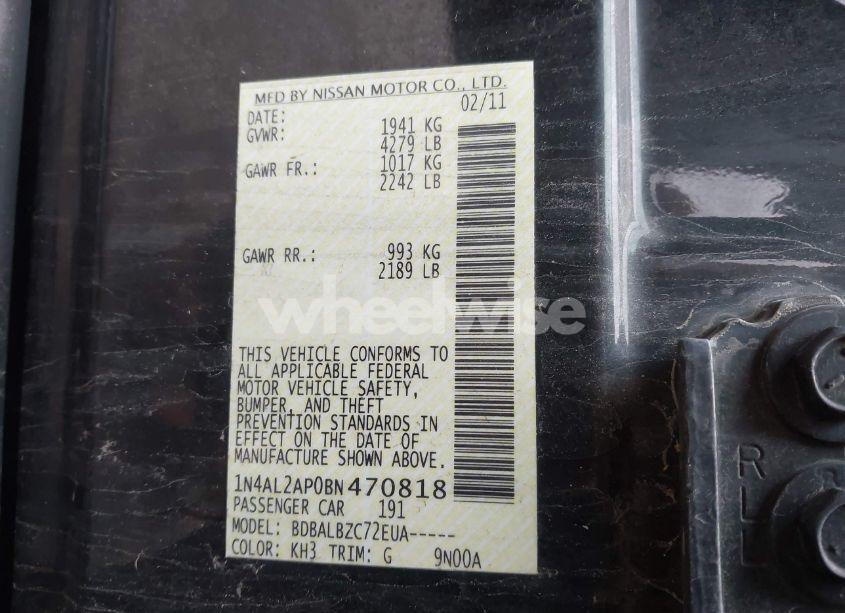 Photo 9 of 2011 Nissan Altima 2.5 S (VIN 1N4AL2AP0BN470818)