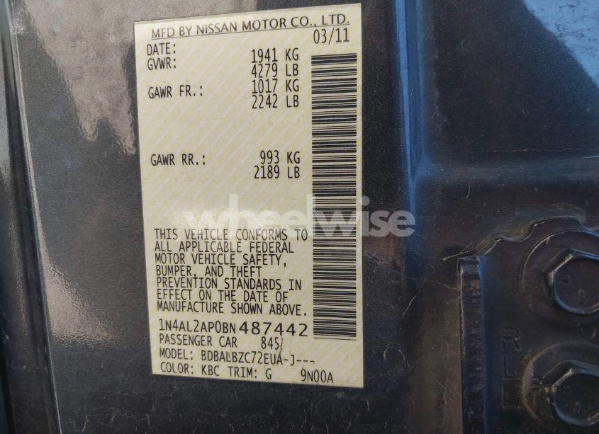 Photo 9 of 2011 Nissan Altima 2.5 S (VIN 1N4AL2AP0BN487442)