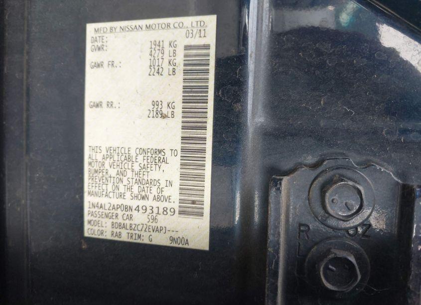 Photo 9 of 2011 Nissan Altima 2.5 S (VIN 1N4AL2AP0BN493189)