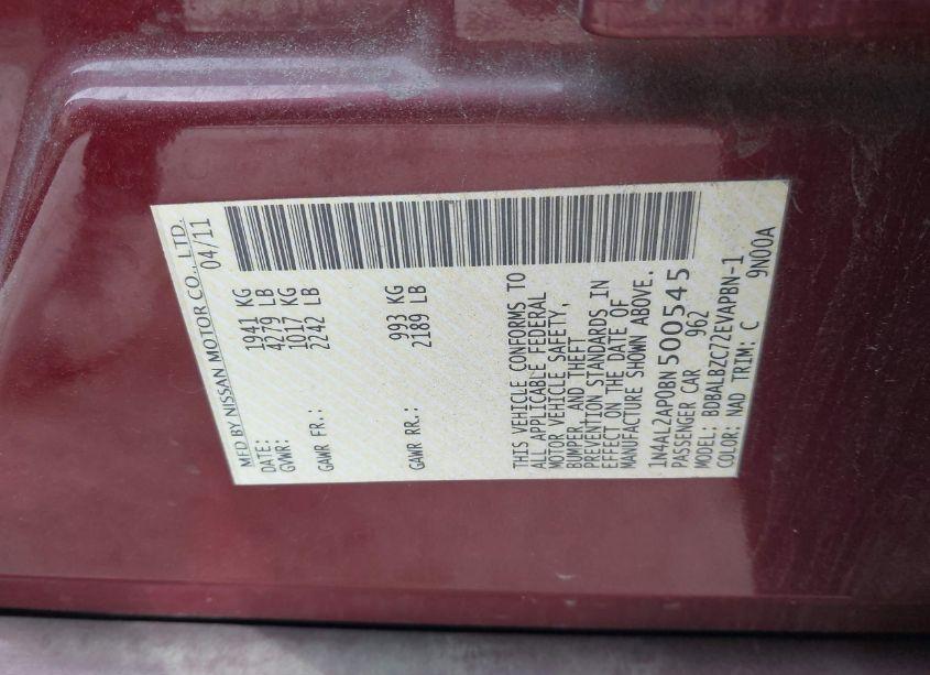 Photo 9 of 2011 Nissan Altima 2.5 S (VIN 1N4AL2AP0BN500545)