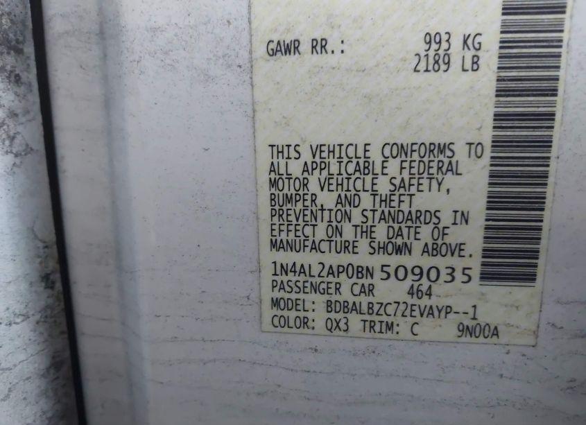 Photo 9 of 2011 Nissan Altima 2.5 S (VIN 1N4AL2AP0BN509035)