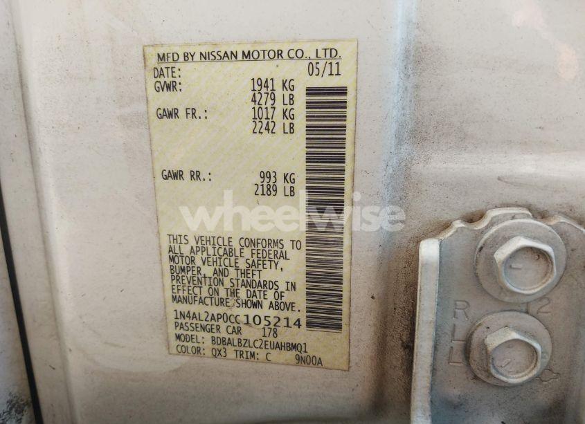 Photo 9 of 2012 Nissan Altima 2.5 S (VIN 1N4AL2AP0CC105214)