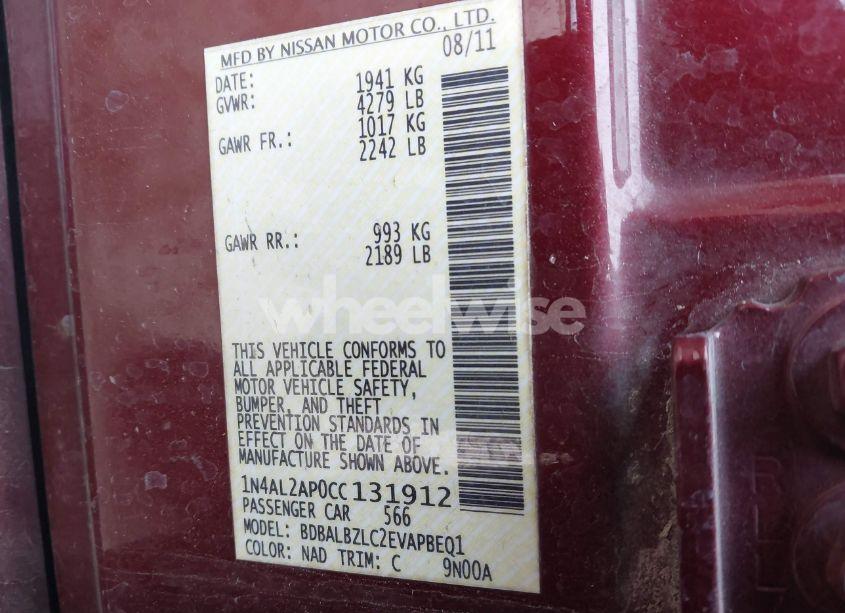 Photo 9 of 2012 Nissan Altima 2.5 S (VIN 1N4AL2AP0CC131912)