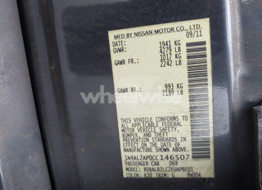 Photo 9 of 2012 Nissan Altima 2.5 S (VIN 1N4AL2AP0CC146507)