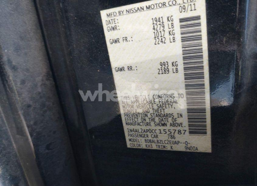 Photo 9 of 2012 Nissan Altima 2.5 S (VIN 1N4AL2AP0CC155787)