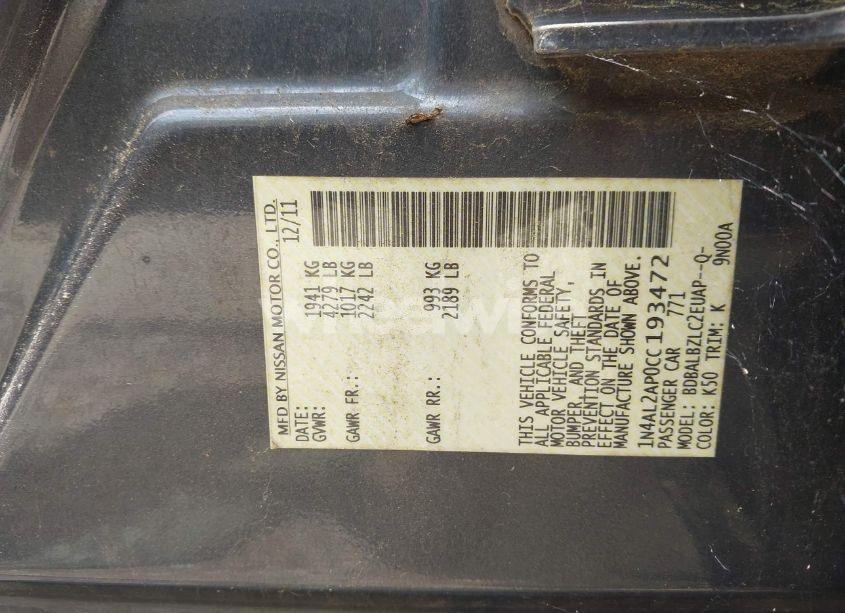 Photo 9 of 2012 Nissan Altima 2.5 S (VIN 1N4AL2AP0CC193472)