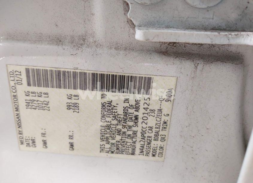 Photo 9 of 2012 Nissan Altima 2.5 S (VIN 1N4AL2AP0CC201425)