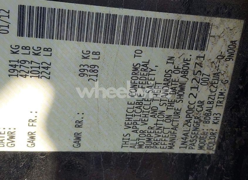 Photo 9 of 2012 Nissan Altima 2.5 S (VIN 1N4AL2AP0CC212571)