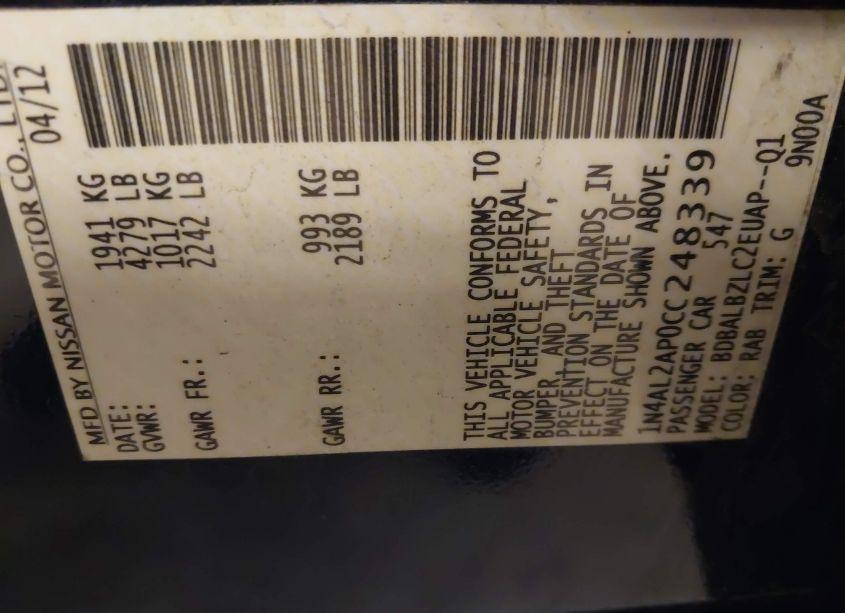 Photo 9 of 2012 Nissan Altima 2.5 S (VIN 1N4AL2AP0CC248339)