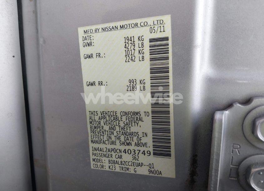 Photo 9 of 2012 Nissan Altima 2.5 S (VIN 1N4AL2AP0CN403749)