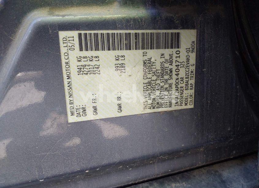 Photo 9 of 2012 Nissan Altima 2.5 S (VIN 1N4AL2AP0CN404710)