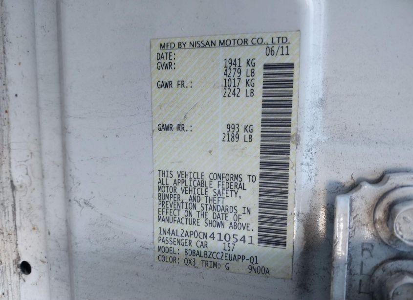 Photo 9 of 2012 Nissan Altima 2.5 S (VIN 1N4AL2AP0CN410541)