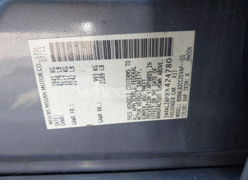 Photo 9 of 2012 Nissan Altima 2.5 S (VIN 1N4AL2AP0CN424780)