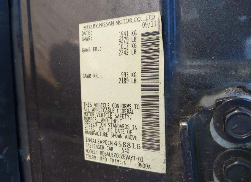 Photo 9 of 2012 Nissan Altima 2.5 S (VIN 1N4AL2AP0CN458816)