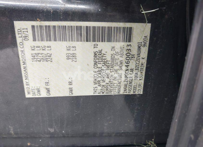 Photo 9 of 2012 Nissan Altima 2.5 S (VIN 1N4AL2AP0CN460033)