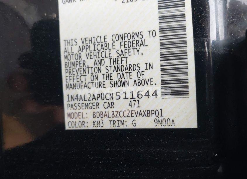 Photo 9 of 2012 Nissan Altima 2.5 S (VIN 1N4AL2AP0CN511644)