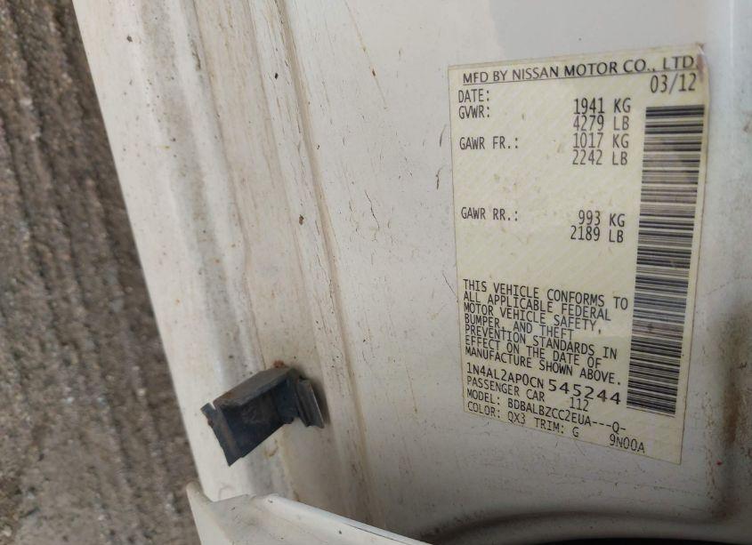 Photo 9 of 2012 Nissan Altima 2.5 S (VIN 1N4AL2AP0CN545244)