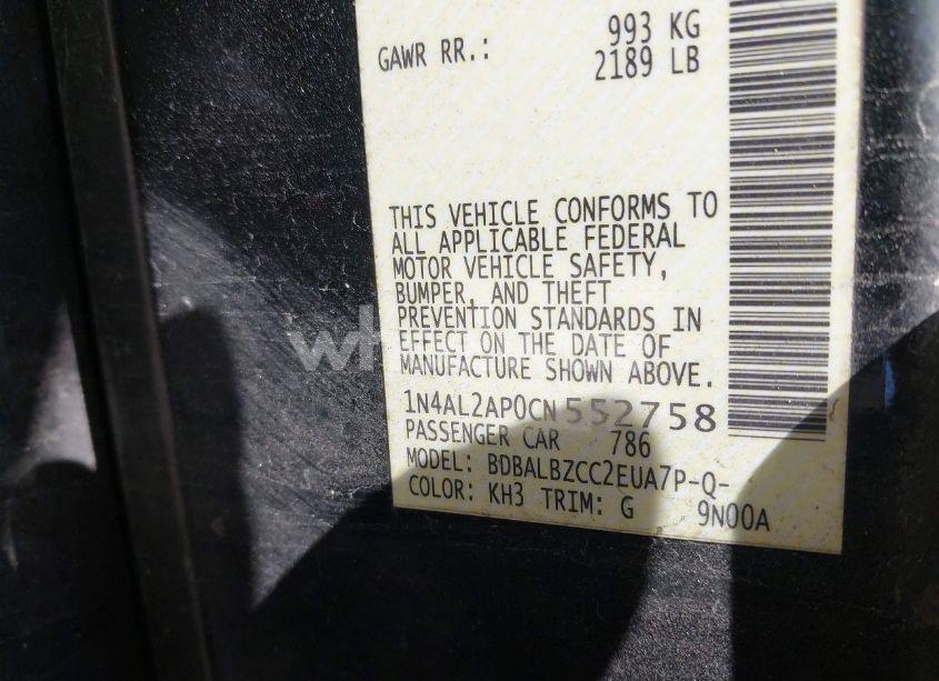 Photo 9 of 2012 Nissan Altima 2.5 S (VIN 1N4AL2AP0CN552758)