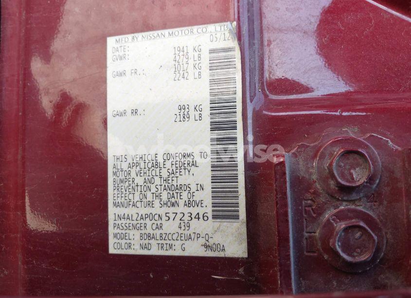 Photo 9 of 2012 Nissan Altima 2.5 S (VIN 1N4AL2AP0CN572346)