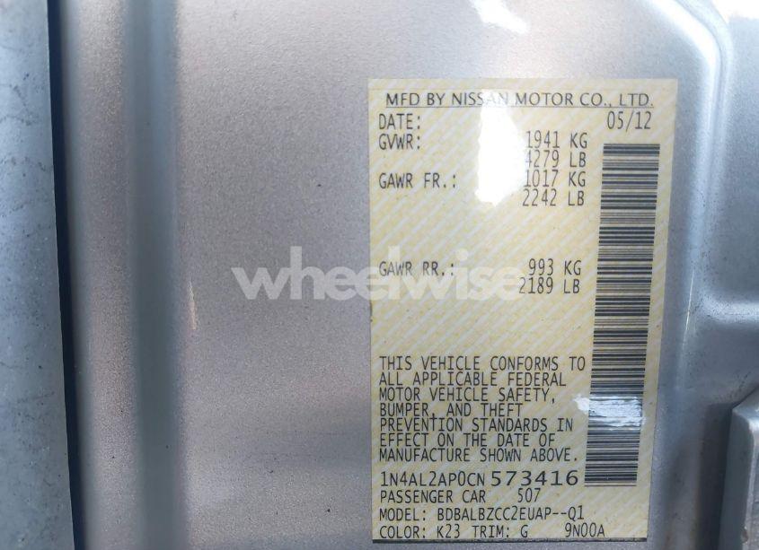 Photo 9 of 2012 Nissan Altima 2.5 S (VIN 1N4AL2AP0CN573416)