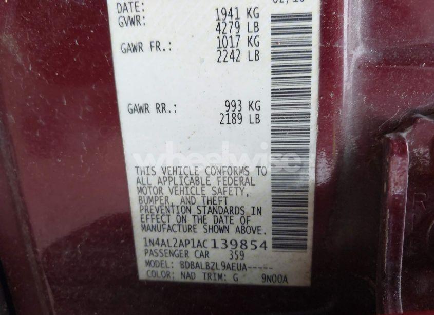 Photo 9 of 2010 Nissan Altima 2.5 S (VIN 1N4AL2AP1AC139854)