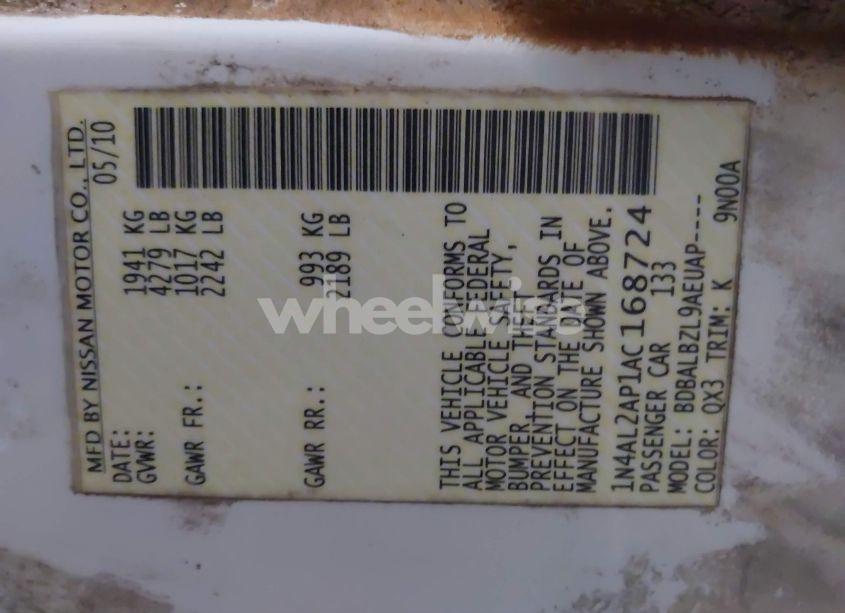 Photo 9 of 2010 Nissan Altima 2.5 S (VIN 1N4AL2AP1AC168724)