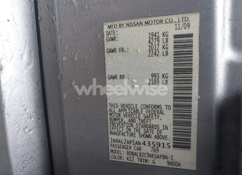 Photo 9 of 2010 Nissan Altima 2.5 S (VIN 1N4AL2AP1AN435915)