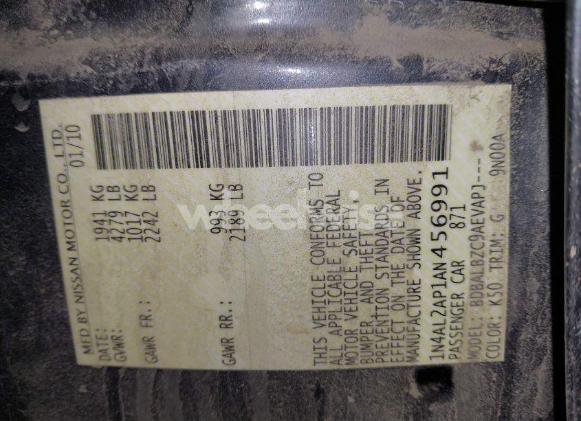 Photo 9 of 2010 Nissan Altima 2.5 S (VIN 1N4AL2AP1AN456991)