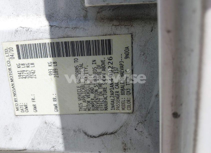 Photo 9 of 2010 Nissan Altima 2.5 S (VIN 1N4AL2AP1AN499226)