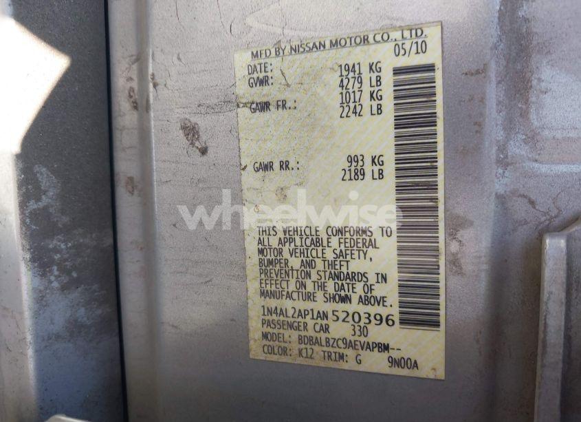 Photo 9 of 2010 Nissan Altima 2.5 S (VIN 1N4AL2AP1AN520396)