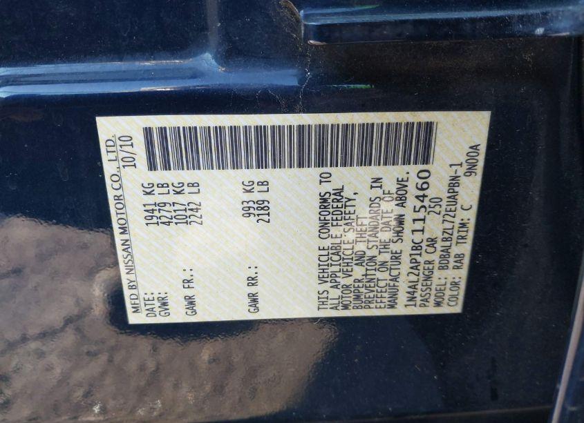 Photo 9 of 2011 Nissan Altima 2.5 S (VIN 1N4AL2AP1BC115460)