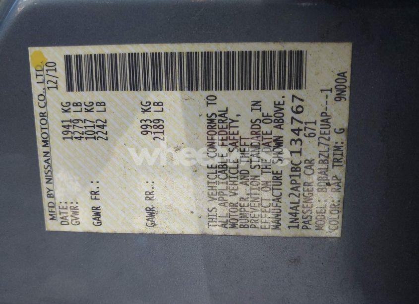 Photo 9 of 2011 Nissan Altima 2.5 S (VIN 1N4AL2AP1BC134767)