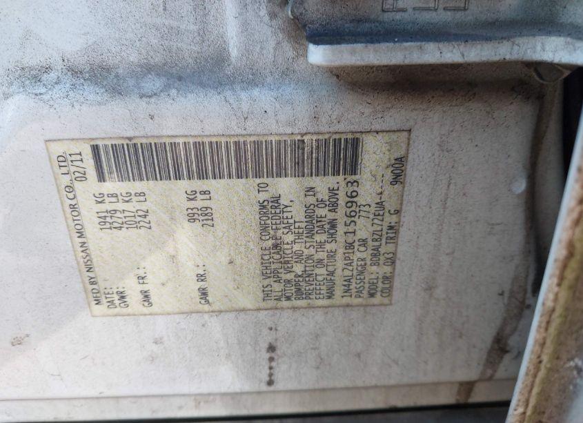 Photo 9 of 2011 Nissan Altima 2.5 S (VIN 1N4AL2AP1BC156963)