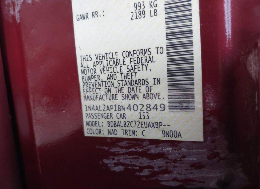 Photo 9 of 2011 Nissan Altima 2.5 S (VIN 1N4AL2AP1BN402849)