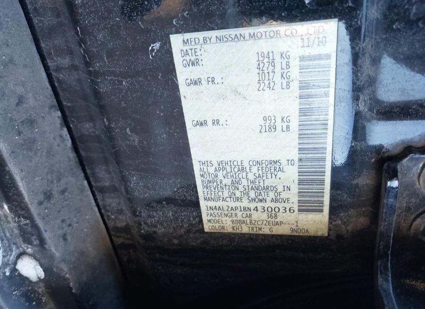 Photo 9 of 2011 Nissan Altima 2.5 S (VIN 1N4AL2AP1BN430036)